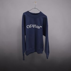Off-White Navy Crewneck Sweatshirt – Size Medium – Authentic (COA Included)